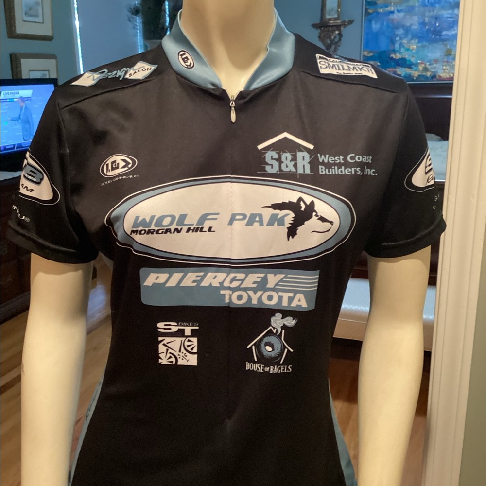 Black and White Fitted Graphic Polo Jersey